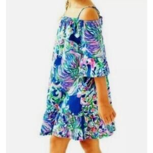Lilly Pulitzer XS 2  3 Girls Indigo Exotic Escapade Jaci Off The Shoulder Dress
